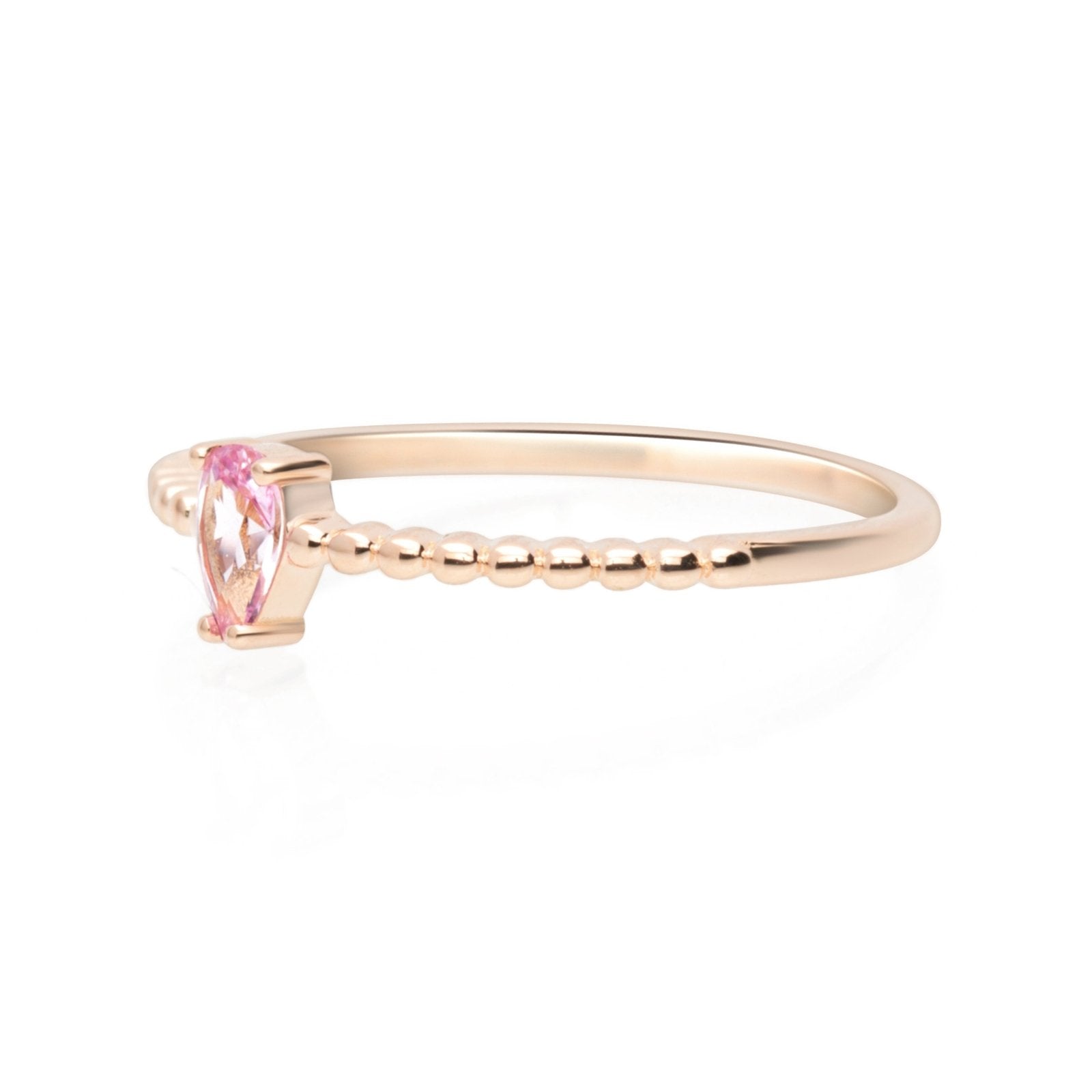 14K Yellow Gold Pink Topaz Pear Ring with Gemstone Accents - Perfect for Weddings, Anniversaries & Special Occasions