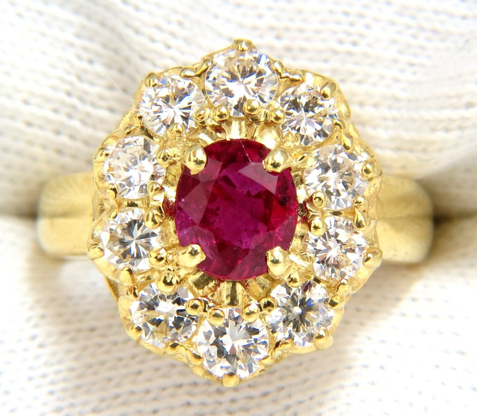 2.30CT GIA Certified Natural Red No Heat Ruby & Diamond Cluster Ring in 18KT Gold – Perfect for Engagement, Anniversary & Special Occasions