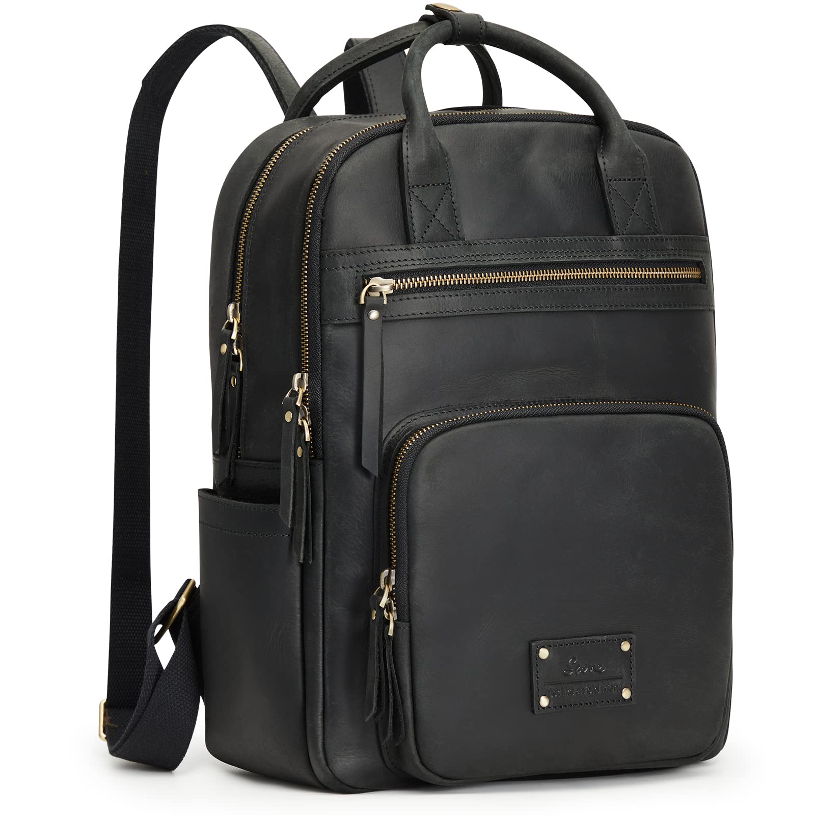 Vintage Genuine Leather Backpack for Women & Men - Durable Travel Rucksack with Luggage Sleeve - Perfect for Work, School & Outdoor Adventures