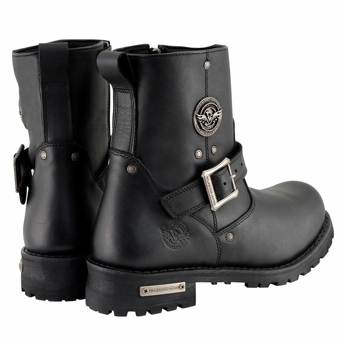 Milwaukee Leather Men's Black 6-Inch Classic Engineer Motorcycle Boots with Side Zipper - MBM9040 | Durable Riding Boots for Cruiser & Harley Davidson Motorcycles