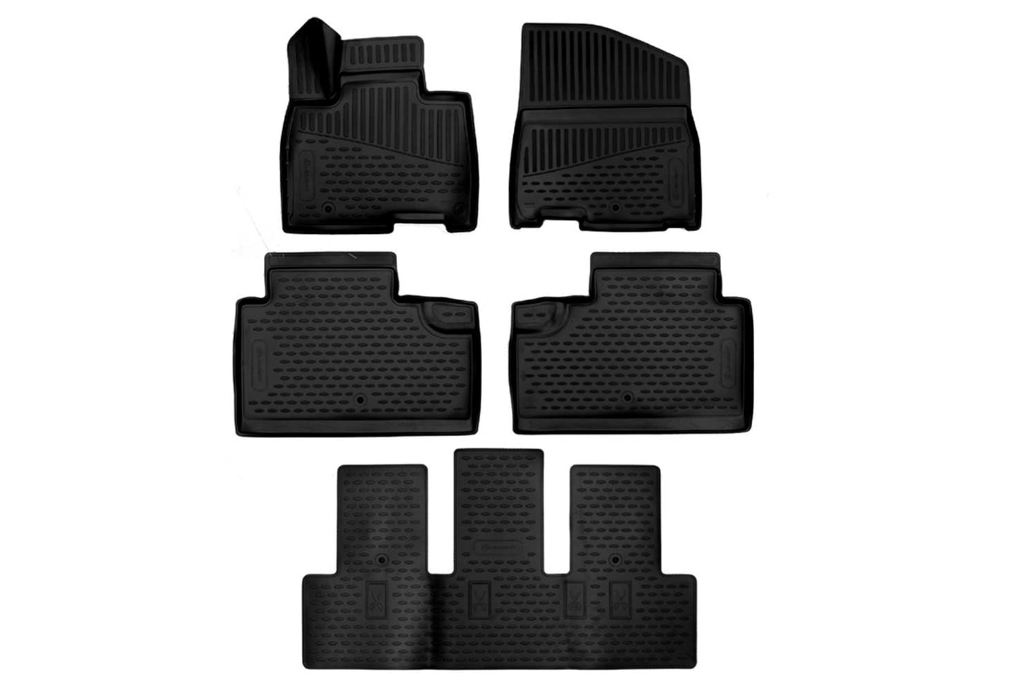 2022-2023 Kia Carnival 8-Seater Custom Fit 3D All-Weather Floor Mats - Full Set (Front, 2nd & 3rd Row) Black Car Liners | Perfect for Family Road Trips & Winter Protection
