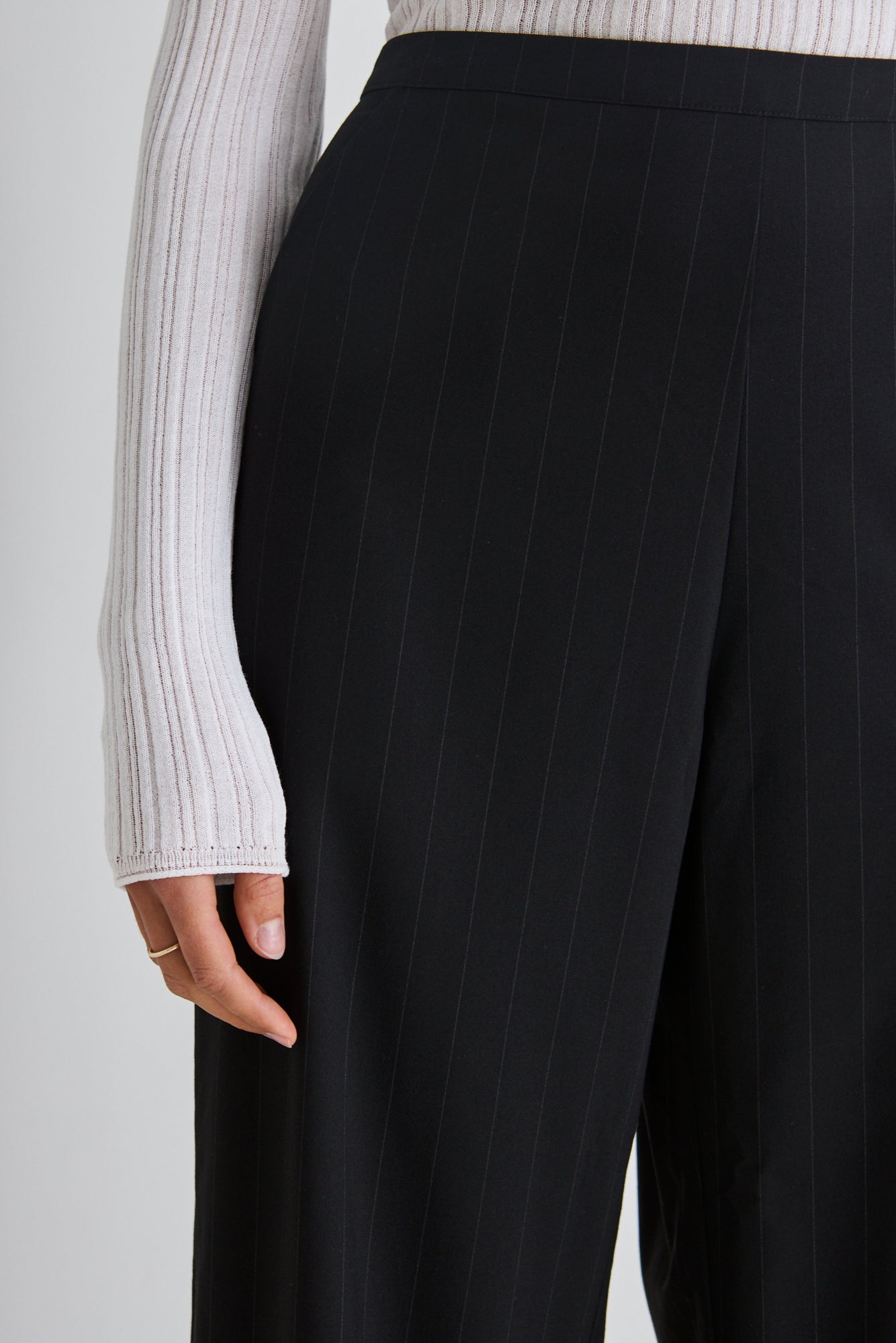 Best Life Women's Black Pinstripe Wide Leg Pants - High Waisted Office Trousers for Work & Business Casual Outfits