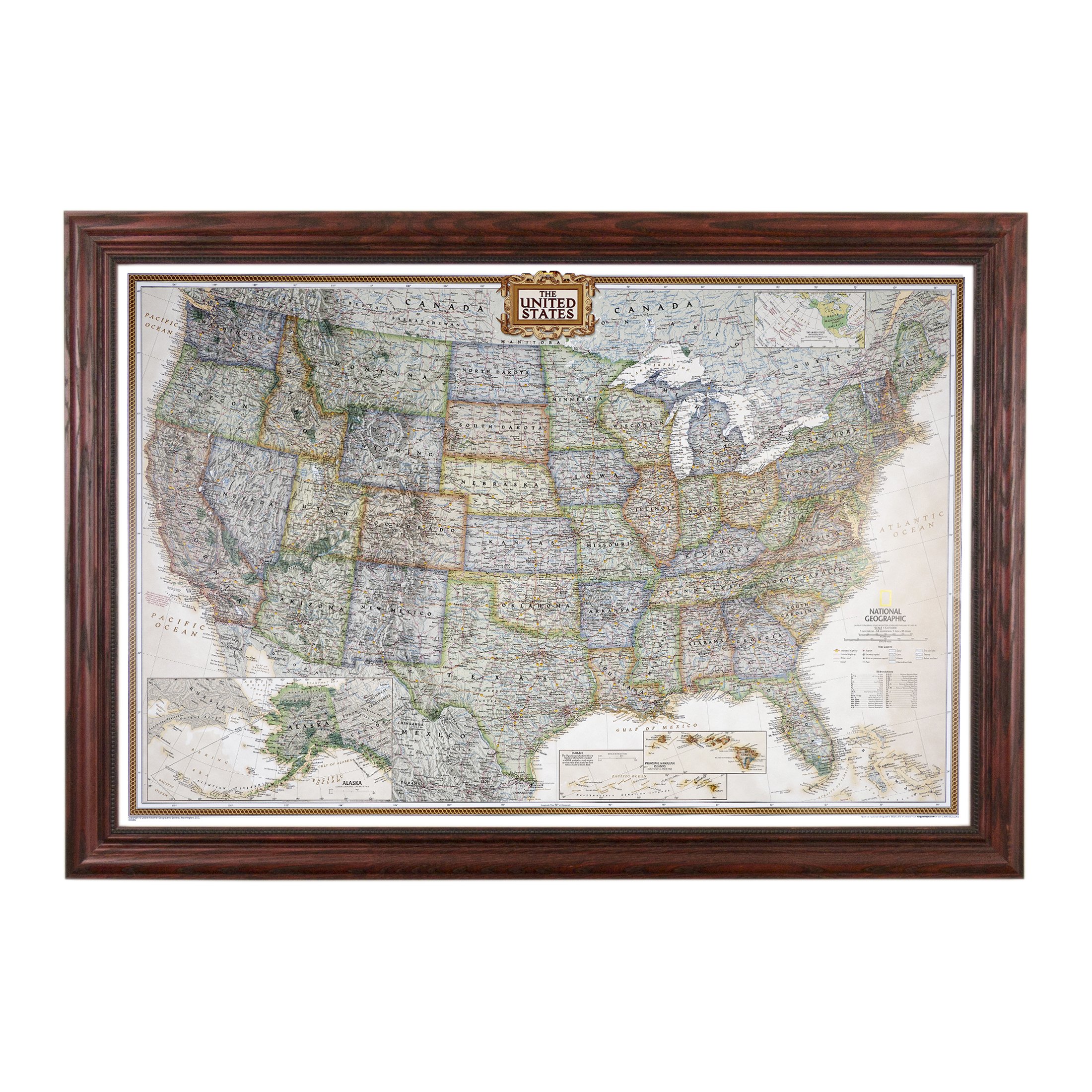 Push Pin Travel Map - Solid Wood Cherry Framed US Map for Tracking Adventures - 27.5