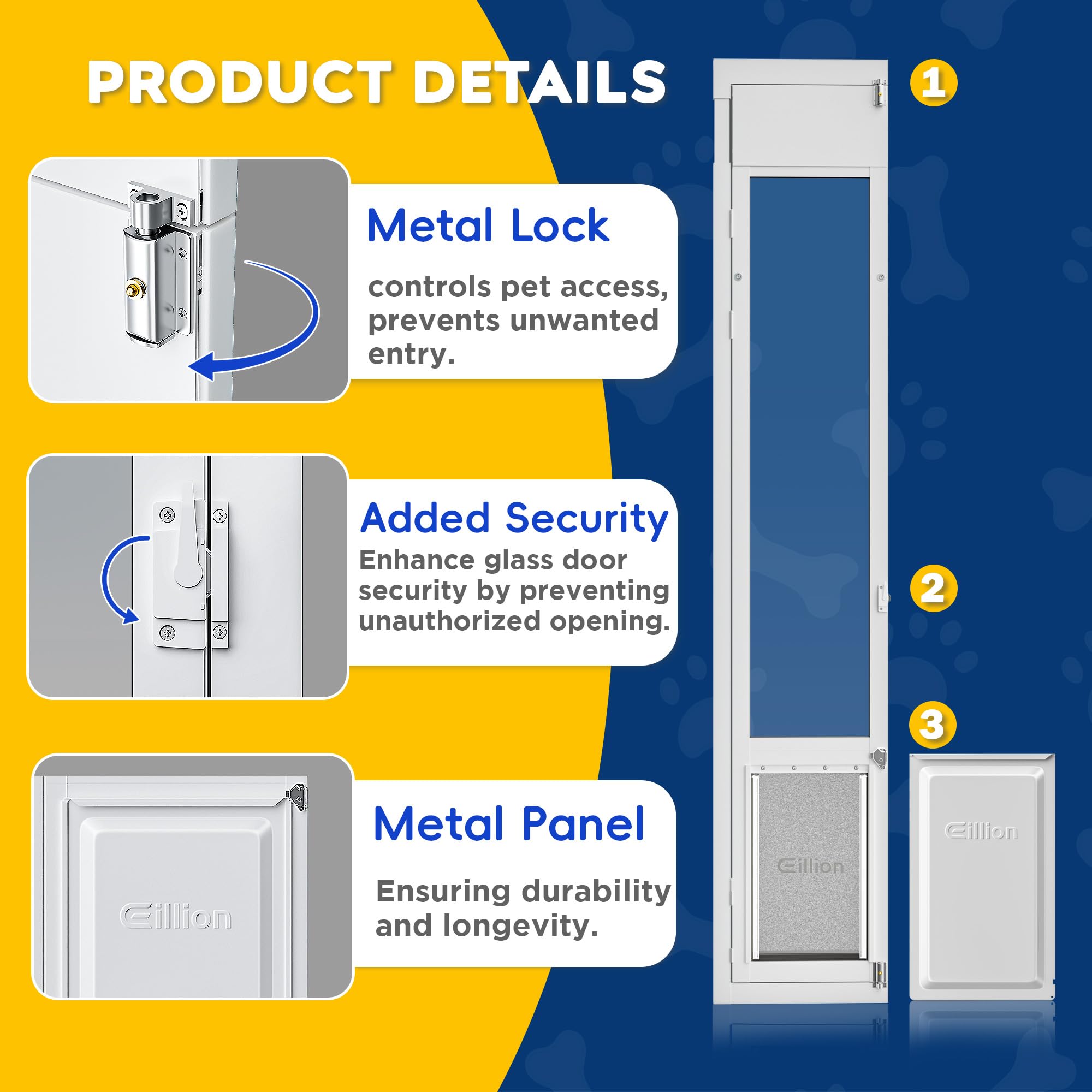 Heavy Duty Large Dog Door for Sliding Glass Doors - Adjustable 75 7/8