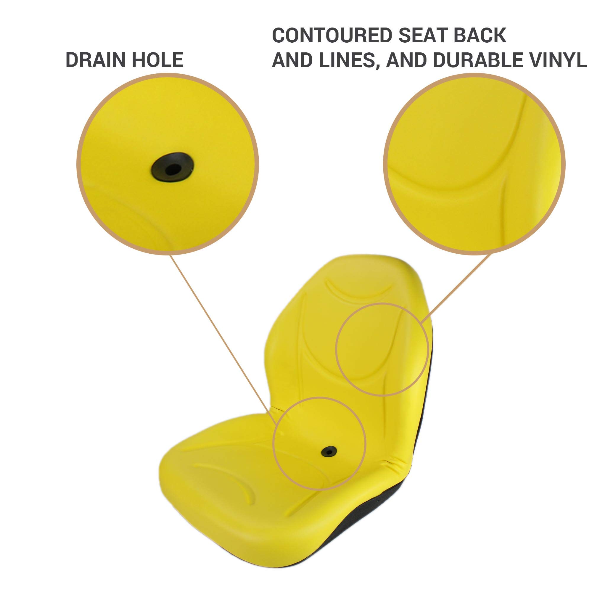 Eparts, Inc. E-AM122434 DirectFit™ High-Back Replacement Seat for John Deere Mowers F915, F935, 2653A - Durable & Comfortable Lawn Tractor Seat for Enhanced Mowing Experience