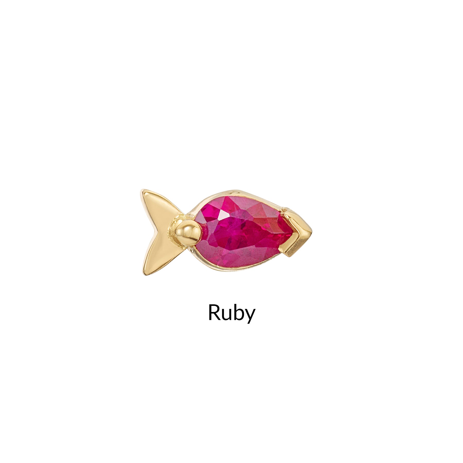 Ruby & Padparadscha Sapphire Fish Stud Earrings - Dainty Jewelry for Women, Perfect for Everyday Wear, Beach Vacations & Gift Giving