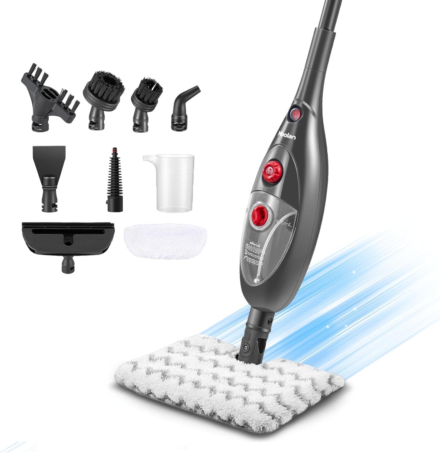 Moolan Steam Mop Floor Cleaner - High Temperature Handheld Steam Cleaner for Hardwood & Tile Floors | Multi-Surface Cleaning for Home, Kitchen & Bathroom