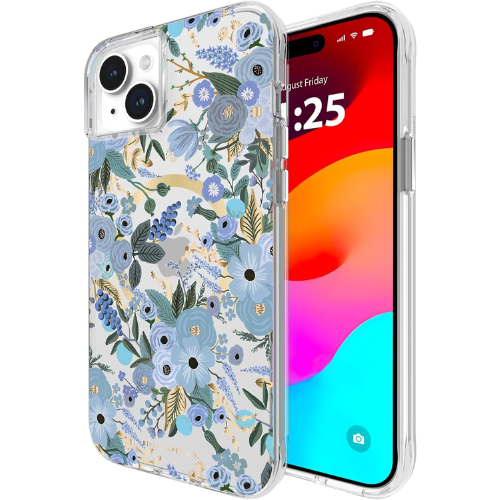 Case Mate Rifle Paper Co. MagSafe Compatible iPhone 15 Plus Case - Garden Party Blue Floral Design | Perfect for Everyday Use, Travel & Gift Giving