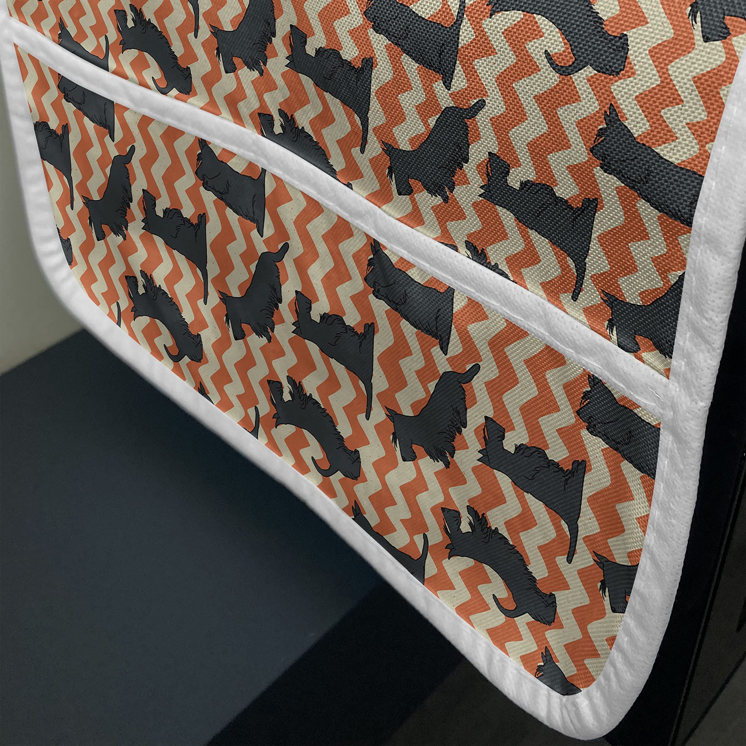 Ambesonne Scottie Dog Microwave Cover - Waterproof Kitchen Organizer with Pockets, 36x12 Inches, Dark Orange Cream - Perfect for Protecting Appliances & Storing Kitchen Utensils