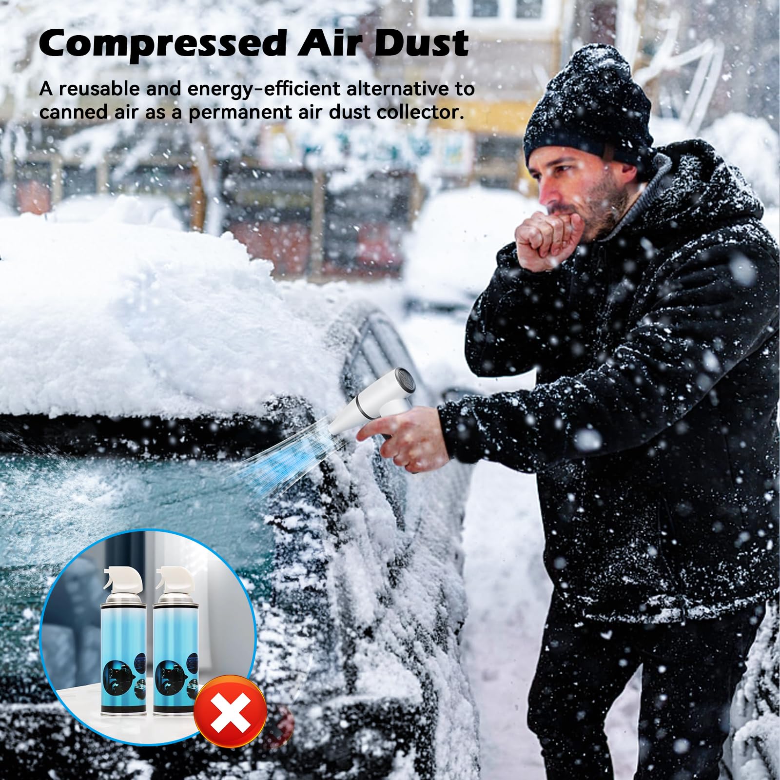 Cordless Electric Air Blower - 180,000 RPM High Speed, 4-Speed Modes, 3300mAh Rechargeable Battery | Powerful Compressed Air Duster for Computer Keyboards, Electronics, Car Detailing & Home Cleaning