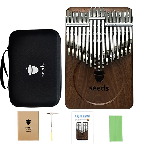 34 Key Chromatic Kalimba Thumb Piano - C-Tuned Double Layer Flat Board Musical Instrument | Perfect Gift for Musicians & Beginners | Ideal for Meditation, Music Therapy & Home Decor