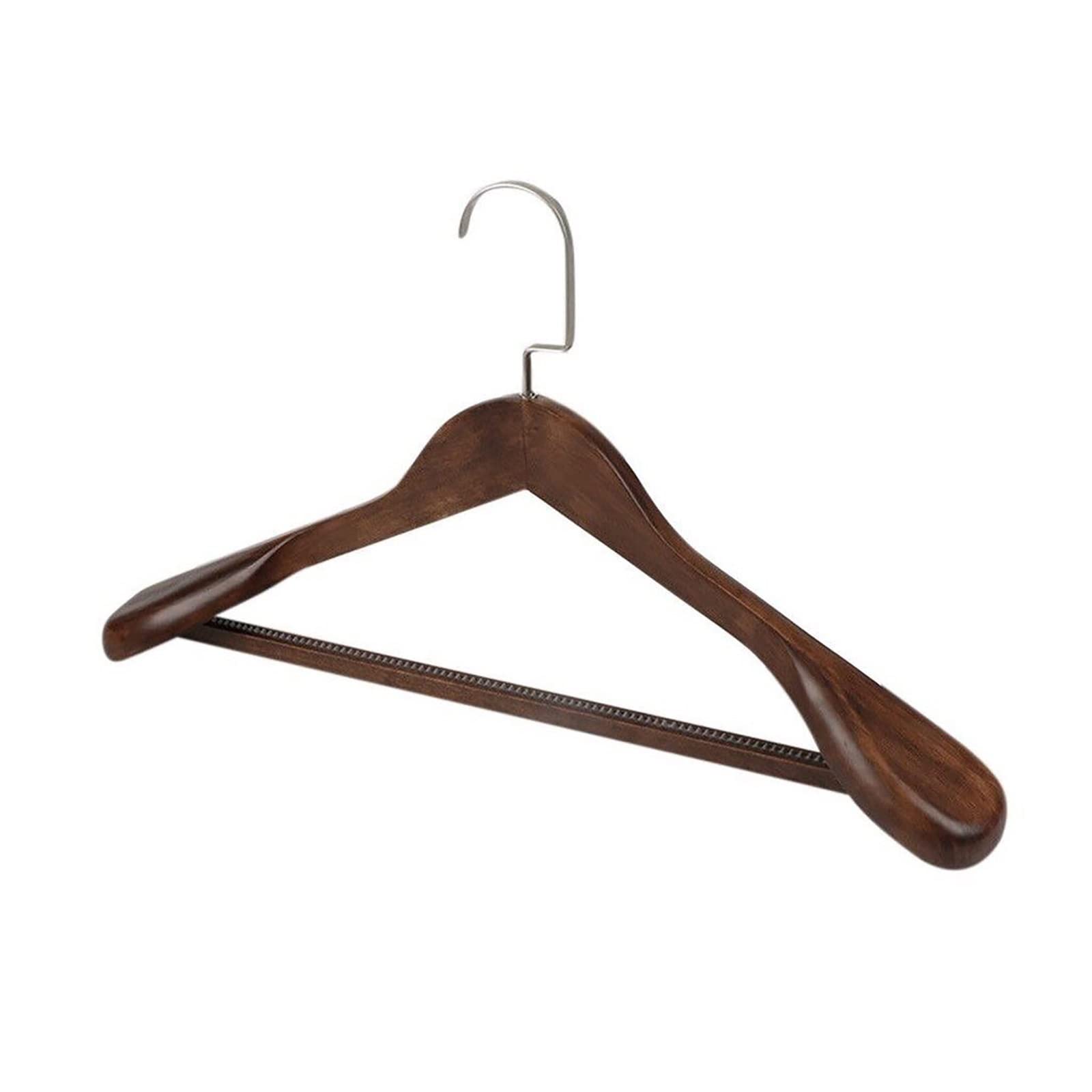 Premium Solid Wood Wide Shoulder Coat Hangers - Heavy Duty Wooden Suit Hangers for Jackets, Blazers & Dresses (Set of 5) - Ideal for Closet Organization & Luxury Wardrobe Storage (Color: Ebony)