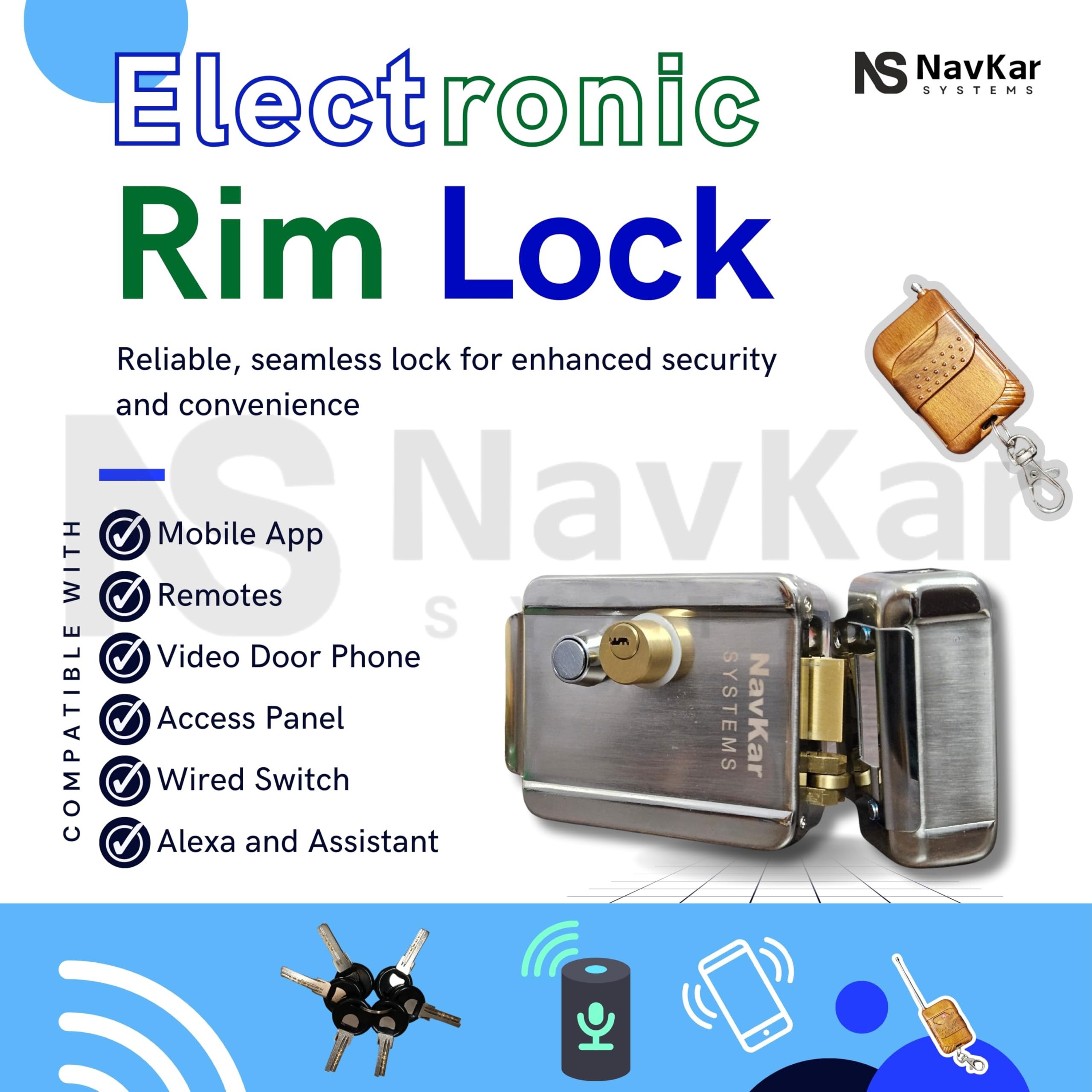 NAVKAR SYSTEMS Smart Stainless Steel Electronic Door Lock with Video Door Phone - Secure Keyless Entry for Homes & Offices | Ideal for Apartments, Villas & Commercial Buildings
