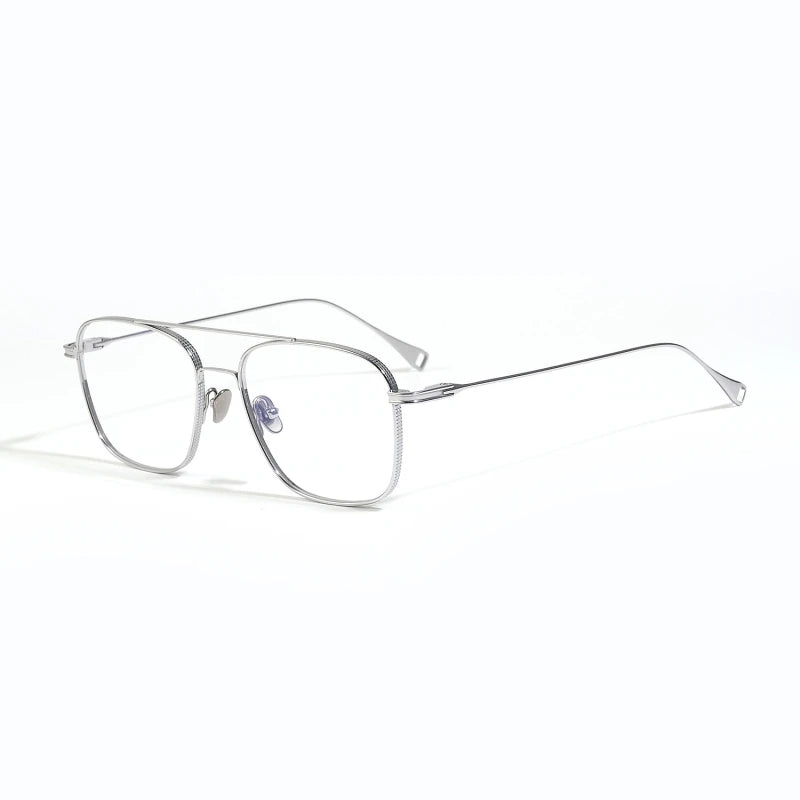 Stylish Unisex Black Titanium Square Double Bridge Eyeglasses Frame 49015 - Perfect for Work, Reading & Fashion Accessories