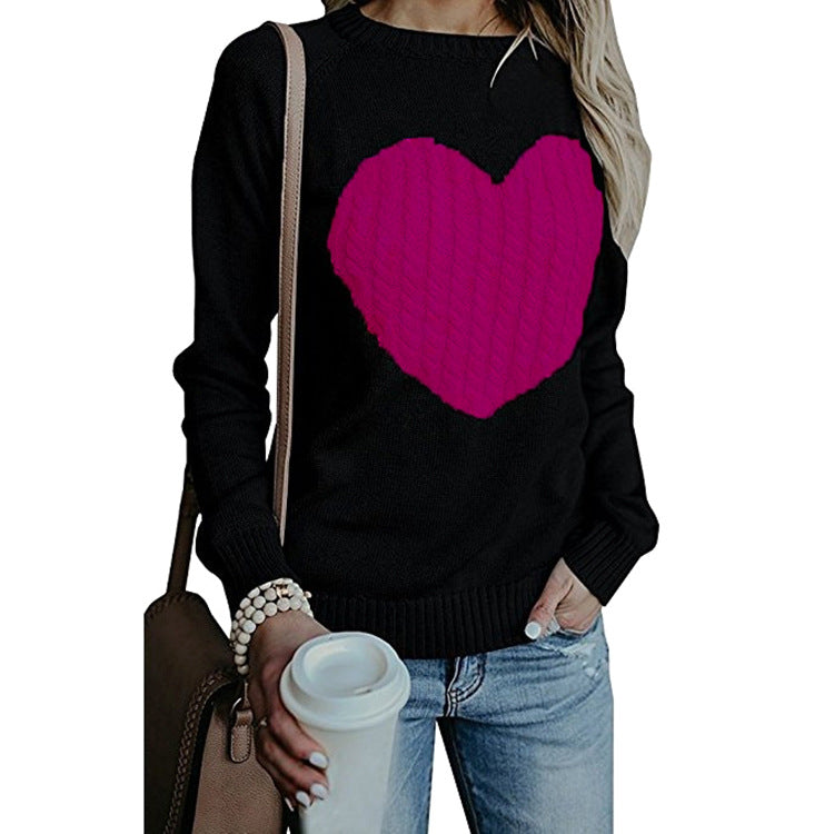 Women's Love Printed Pullover Sweater - Solid Color Knit Sweatshirt for Spring & Fall | Valentine's Day Gift | Casual Wear & Date Night Outfits