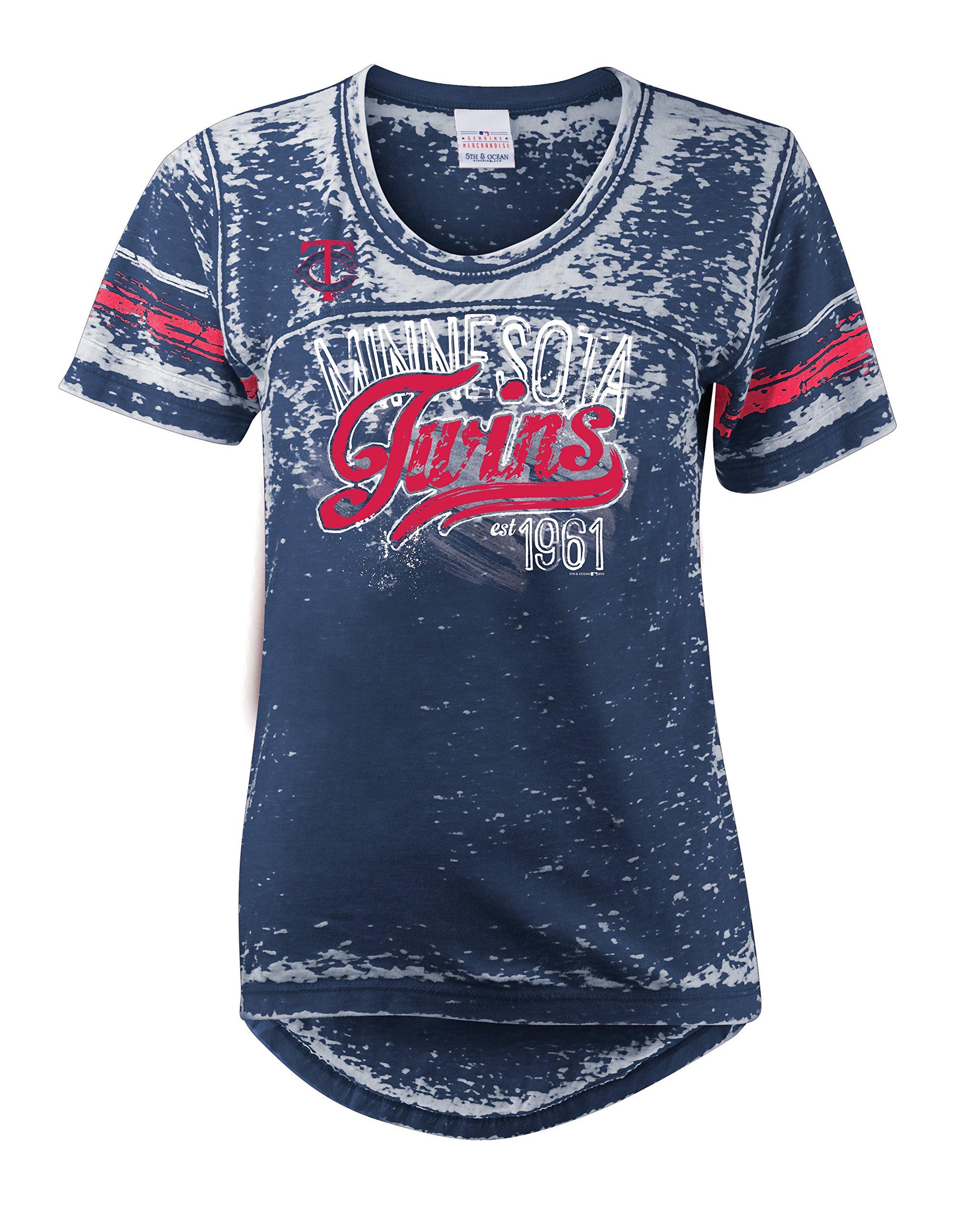 Minnesota Twins MLB Jersey - 5th & Ocean Burnout Wash Wide Crew Neck Baseball Shirt for Men | Game Day, Fan Gear & Casual Wear