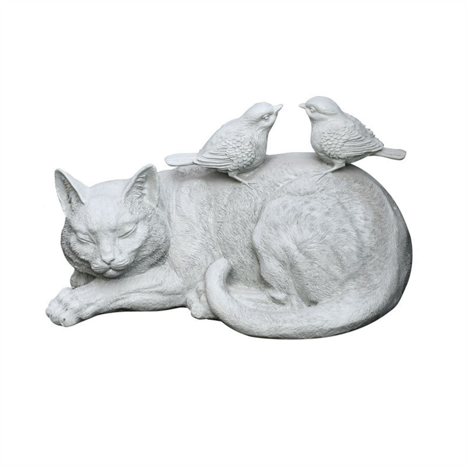 HMJZ Resin Sleeping Cat Garden Statue - Gray Outdoor Decor for Patio, Yard & Lawn | Indoor Fall Home Decor | Perfect Housewarming Gift for Cat Lovers (Great for Garden, Porch, Bookshelf & Coffee Table Decoration)