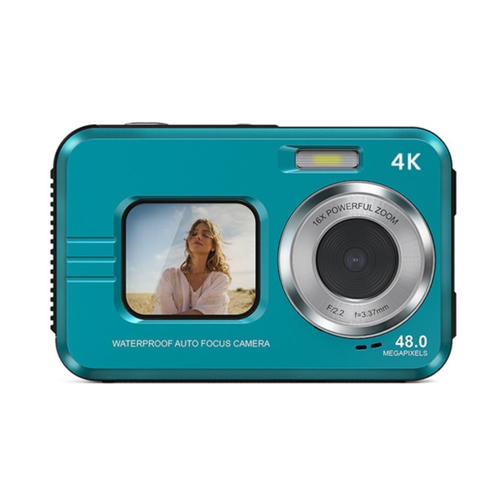 MZZYG 4K Action Camera with Dual Screens, Waterproof Sports Camera, Anti-Shake Driving & Riding Camera for Vlogging, Outdoor Adventures (Green, Camera Only) - Perfect for Cycling, Skiing, Surfing and Travel Recording