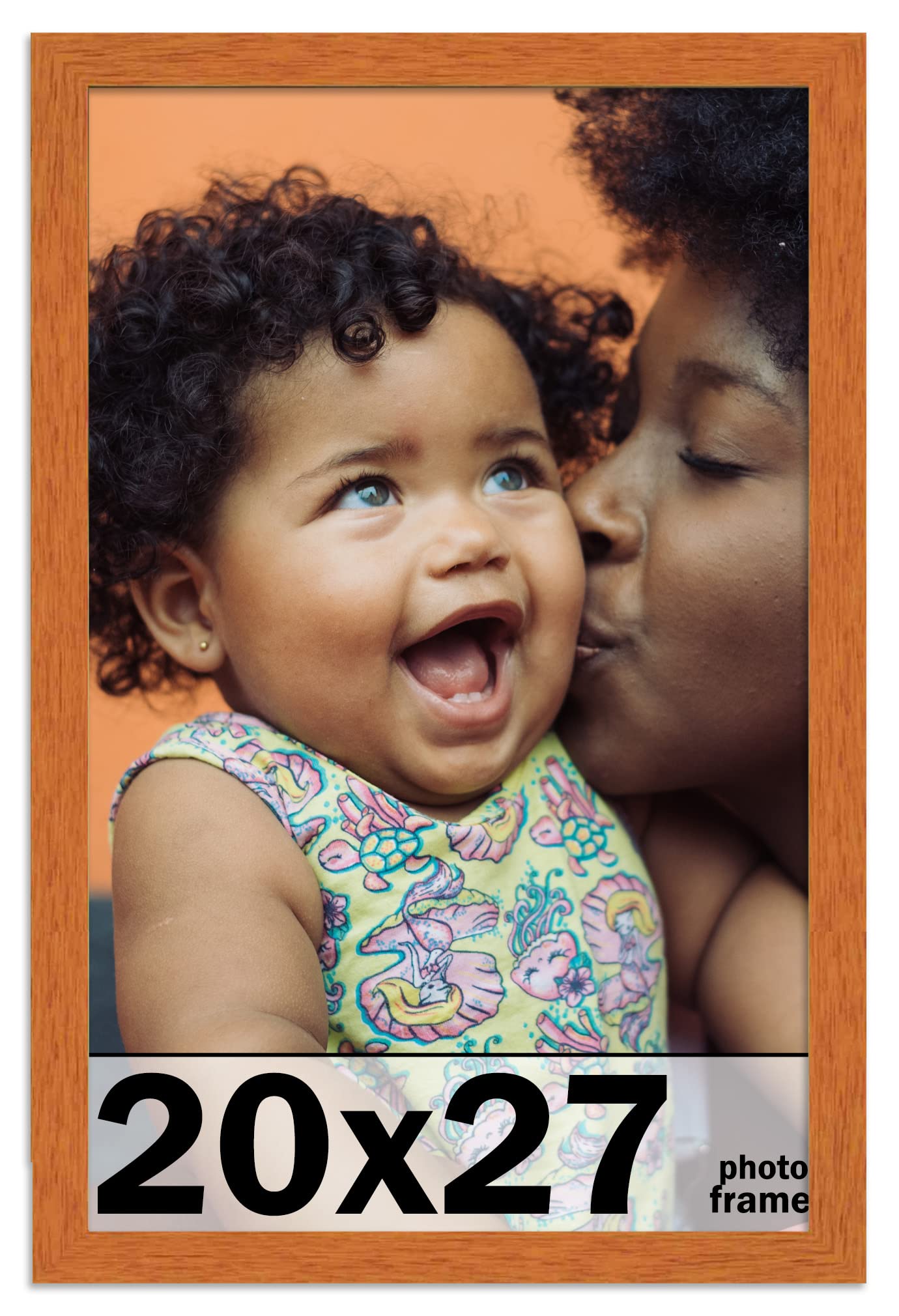20x27 Honey Pecan Brown Wood Picture Frame with Shatterproof UV Acrylic & Acid-Free Backing - Perfect for Family Photos, Puzzles & Wall Decor | Includes Hanging Hardware for Easy Display
