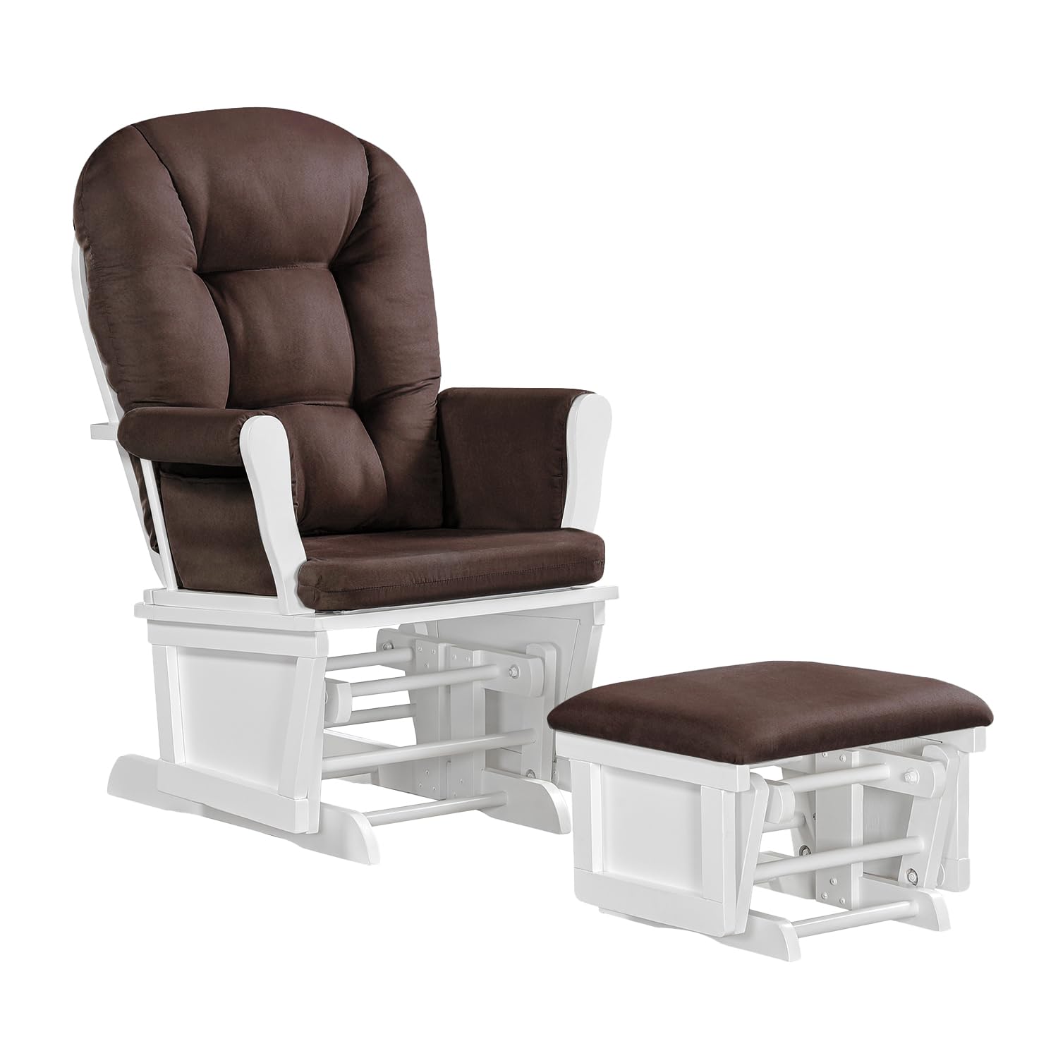 Lennox Furniture Glider Rocker Recliner Combo - Chocolate & White - Perfect for Nursery, Living Room & Relaxation