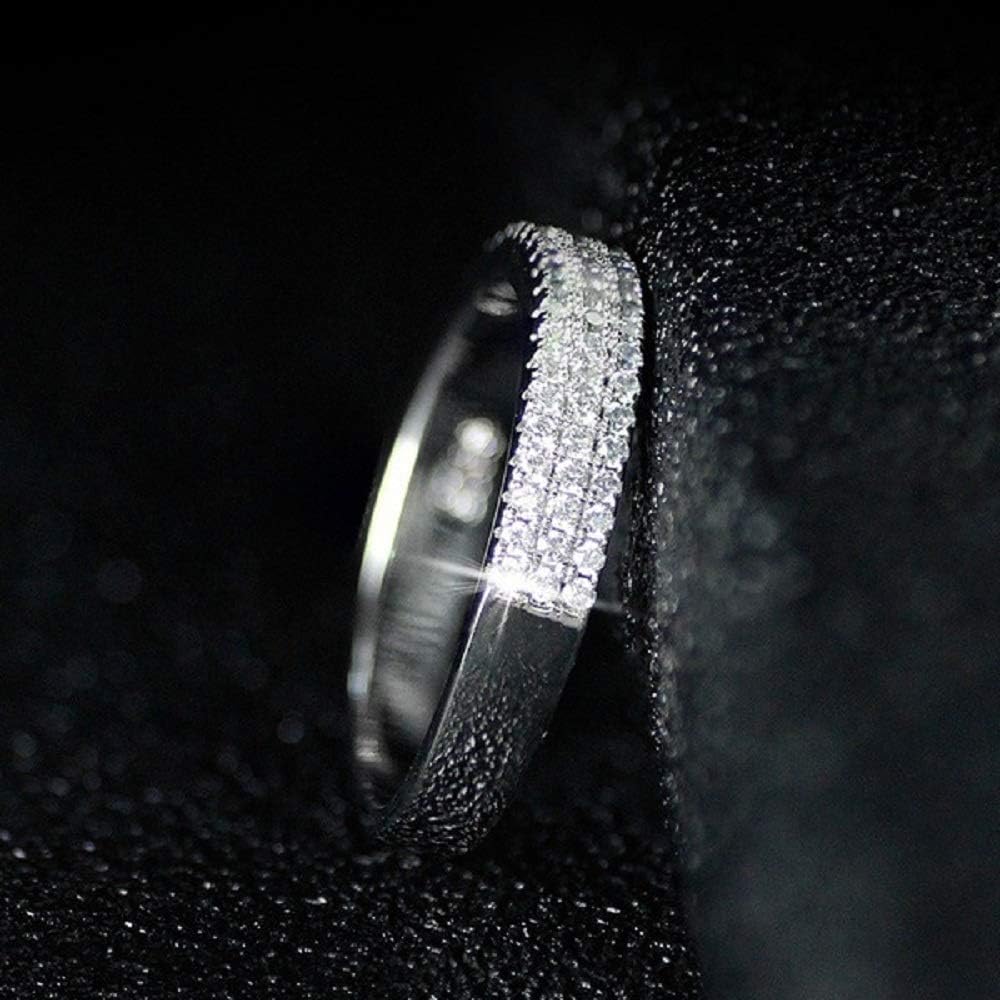 925 Sterling Silver Shiny Half Circle Full Diamond Ring - Multi-Row CZ Zircon Engagement Ring for Women, Wedding Band, Anniversary Gift (Size 7) | Perfect for Proposals, Bridal Jewelry & Special Occasions