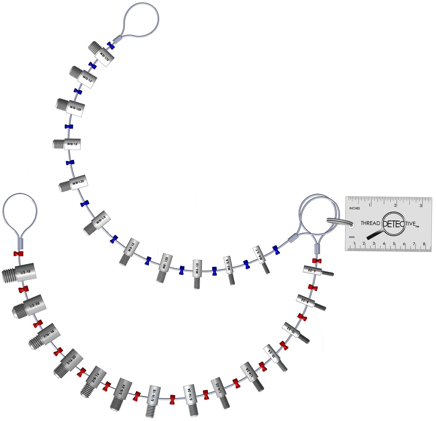 AH-COM Thread Detective & Identifier Set - Inch & Metric Combo with Ruler | Perfect for Plumbing, Automotive & DIY Projects