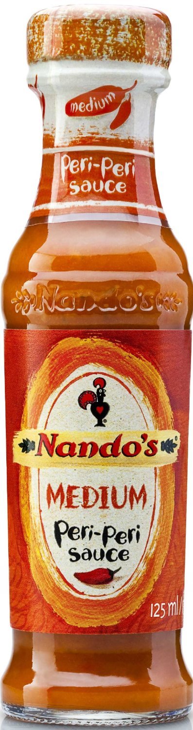 Nando's Peri Peri Sauce 125ml (4.7oz) - Medium, Hot, Extra Hot & Garlic Flavors (Pack of 4) | Authentic Portuguese BBQ, Grilling & Cooking Sauce for Chicken, Seafood & More