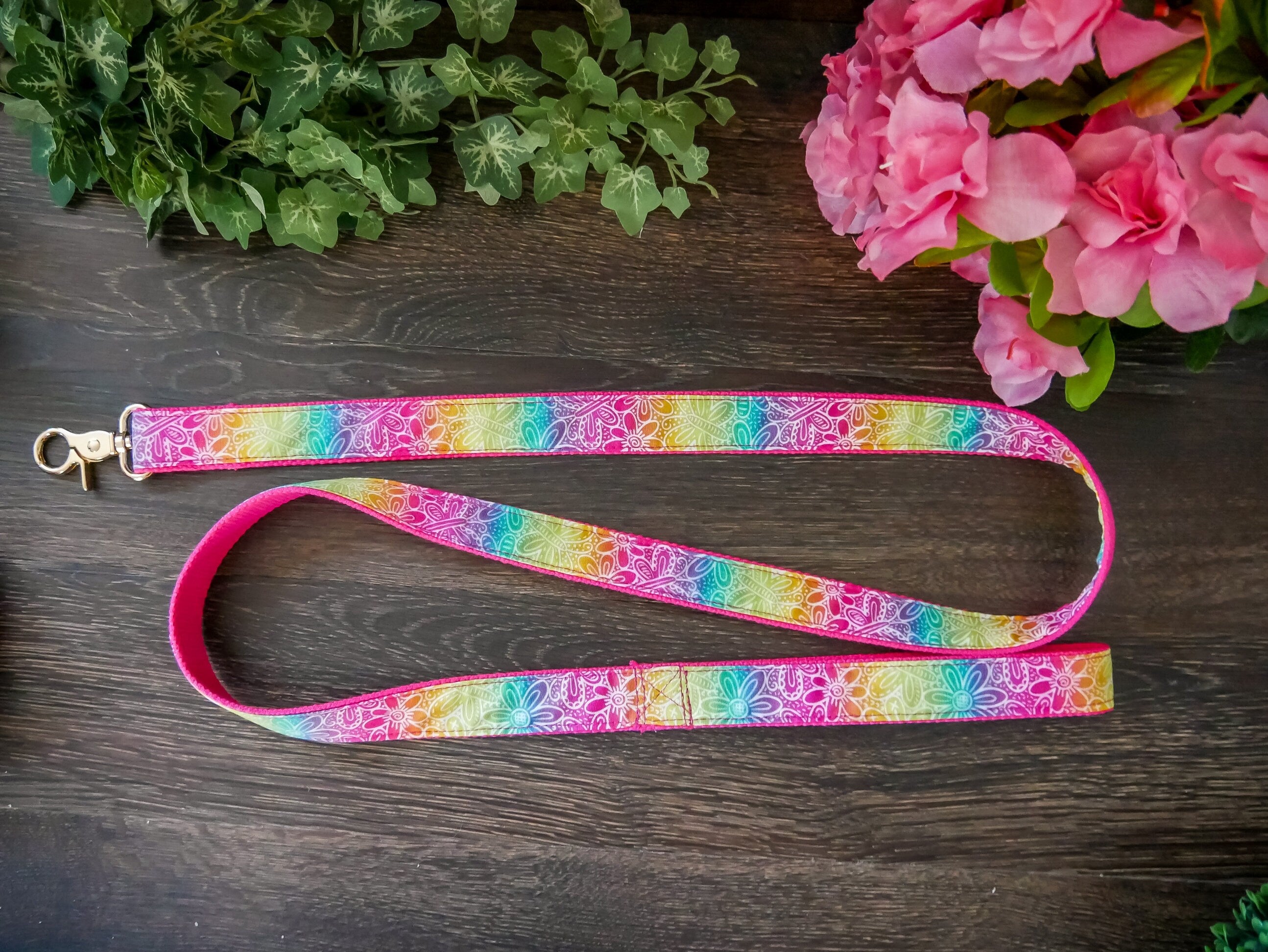 Rainbow Dog Flower Collar and Leash Set - Adjustable Pet Accessories for Small Medium Large Dogs - Perfect for Walks, Training, and Outdoor Adventures
