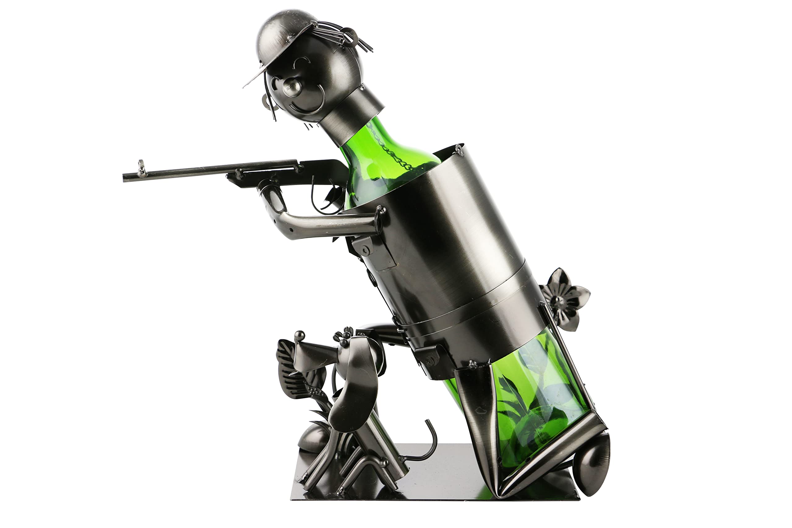 Kneeling Hunter Metal Wine Bottle Holder - Charcoal Black for Wine Storage & Display | Perfect for Home Bar, Kitchen, and Gift Giving