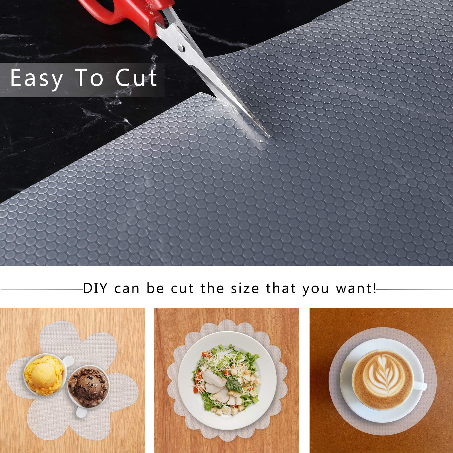 HooTown Non-Adhesive EVA Plastic Refrigerator & Freezer Shelf Liners - 11.8