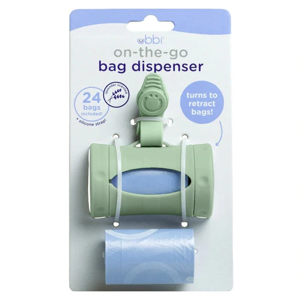 Ubbi On The Go Bag Dispenser - Portable Dog Waste Bag Holder for Travel & Outdoor Use - Convenient Leash Attachment for Easy Cleanup While Walking Your Pet