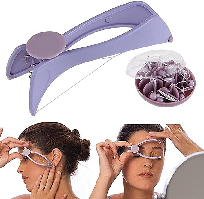 TINY DEAL Painless Hair Remover - Eyebrow, Face & Body Hair Threading Tool with Soft Powder Puff | Professional Beauty Blender for Smooth Skin | Perfect for Home Salon & Travel Beauty Care
