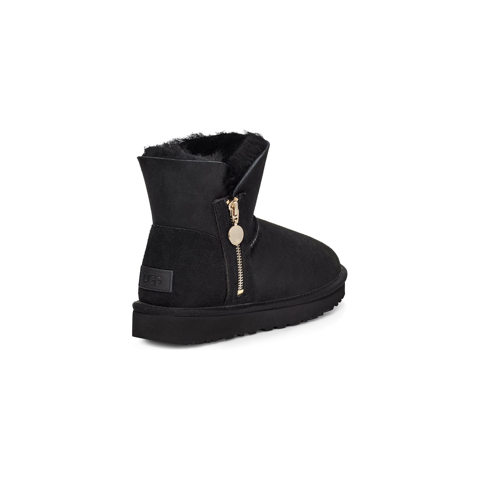 UGG Women's Bailey Zip Mini Boot - Black Suede Winter Ankle Boots for Women | Cozy & Stylish for Cold Weather, Snow, and Casual Outings