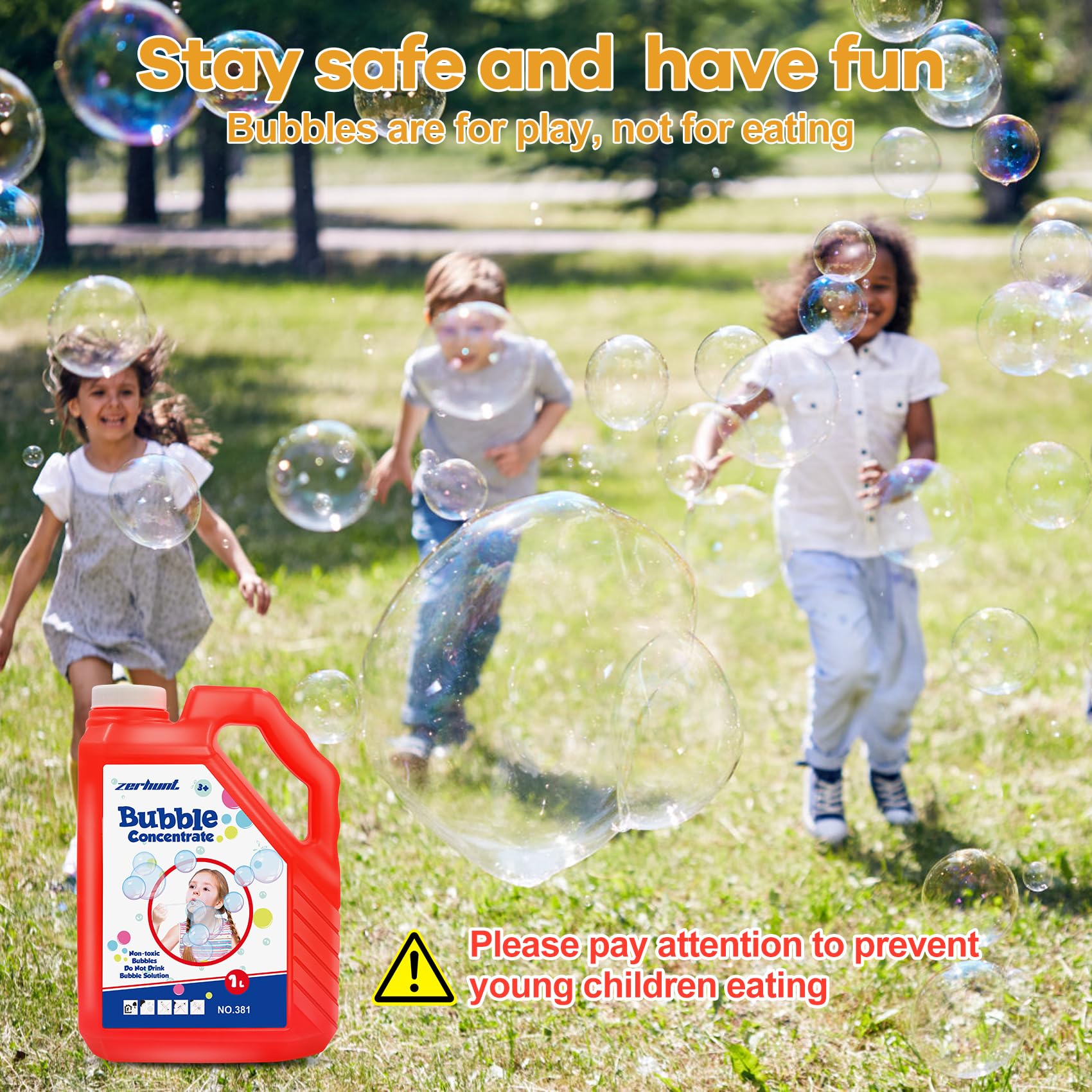 Zerhunt Concentrated Bubble Solution 33.8 OZ (1L) - Non-Toxic Bubble Refill for Bubble Toys, Bubble Machines & Bubble Guns - Safe for Kids - Red | Perfect for Outdoor Play, Birthday Parties & Backyard Fun