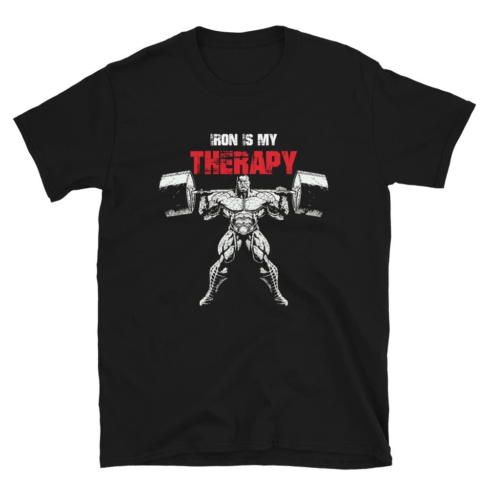Iron is My Therapy Bodybuilding Gym Fitness Muscle T-Shirt - Perfect for Workouts, Weightlifting & Gym Motivation