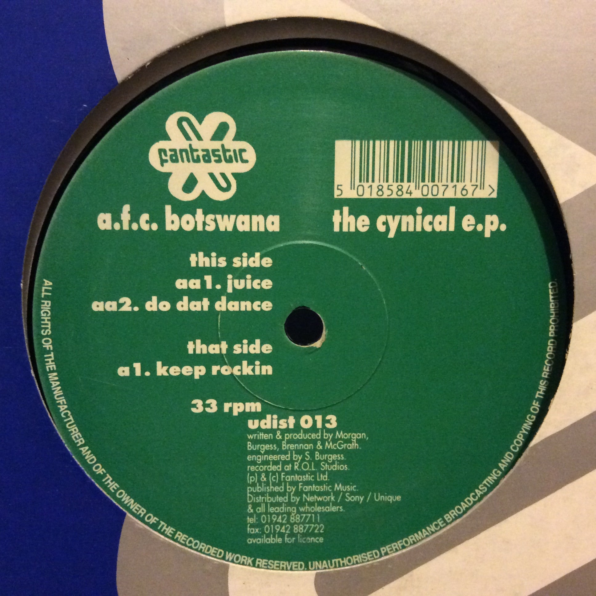 A.F.C. Botswana - The Cynical E.P. (12 Fantastic Records) | Vinyl Record | Limited Edition Music Collectible | Perfect for DJs & Music Enthusiasts