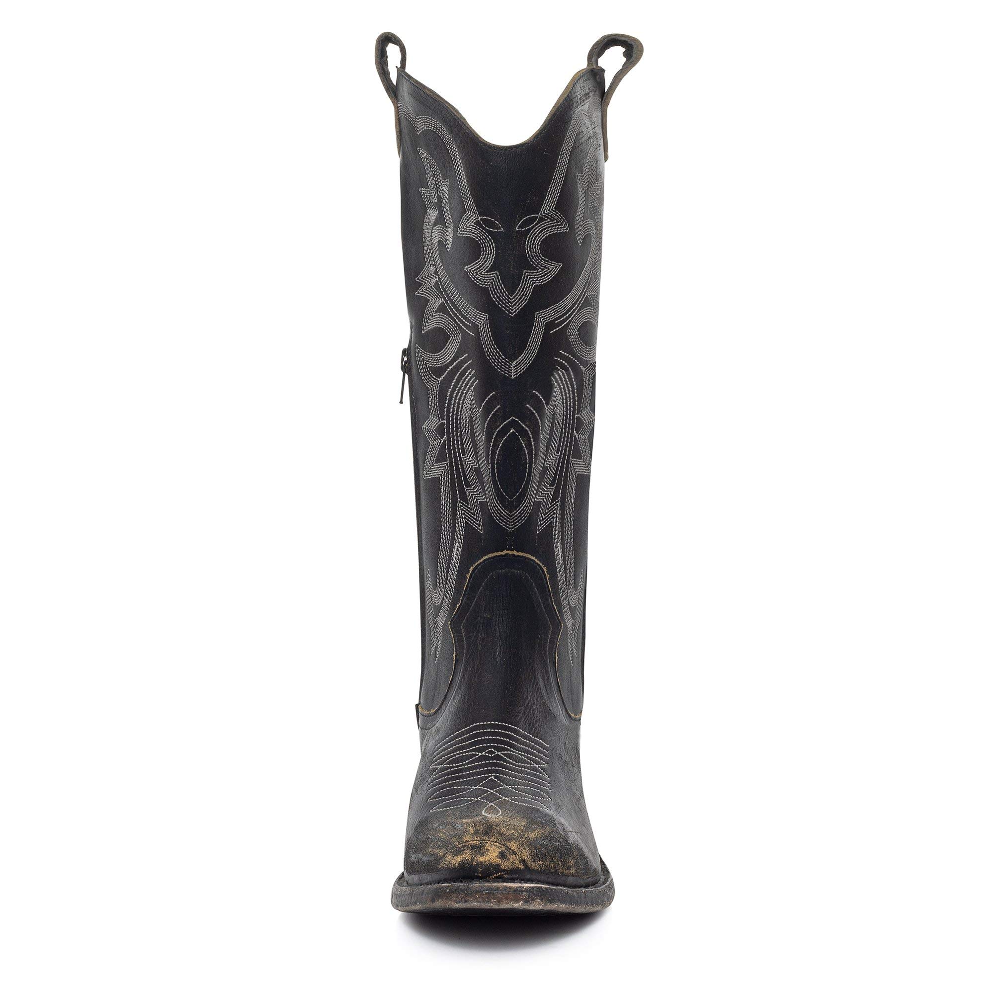 Vintage Cowboy Boots for Women - Distressed Leather Western Boots with Side Pull Straps | Perfect for Country Rides, Rodeos & Western Fashion