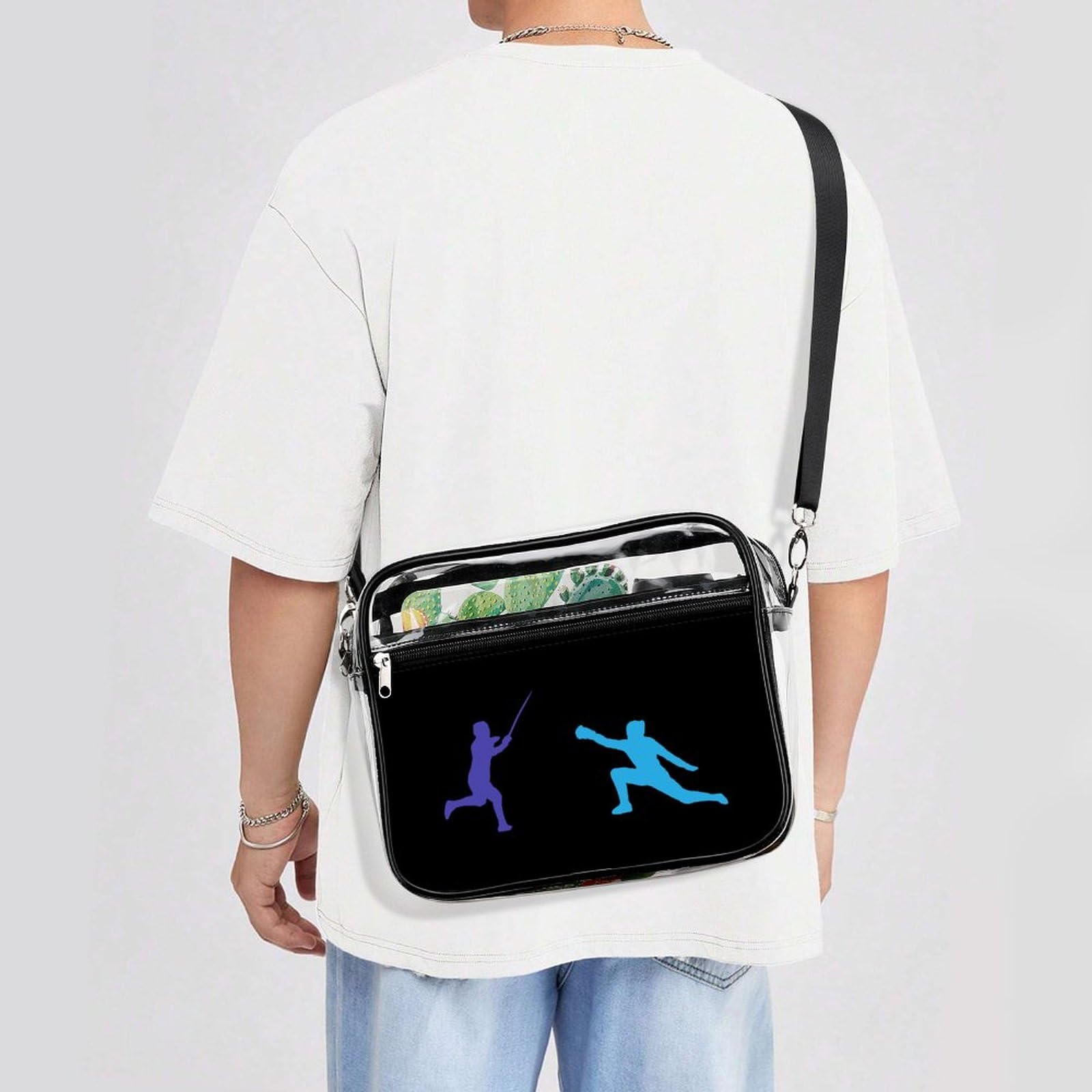 Clear Stadium Bag - Transparent Messenger Shoulder Bag with 2 Compartments, Crossbody Purse for Sports Events, Concerts & Travel | Waterproof & Secure