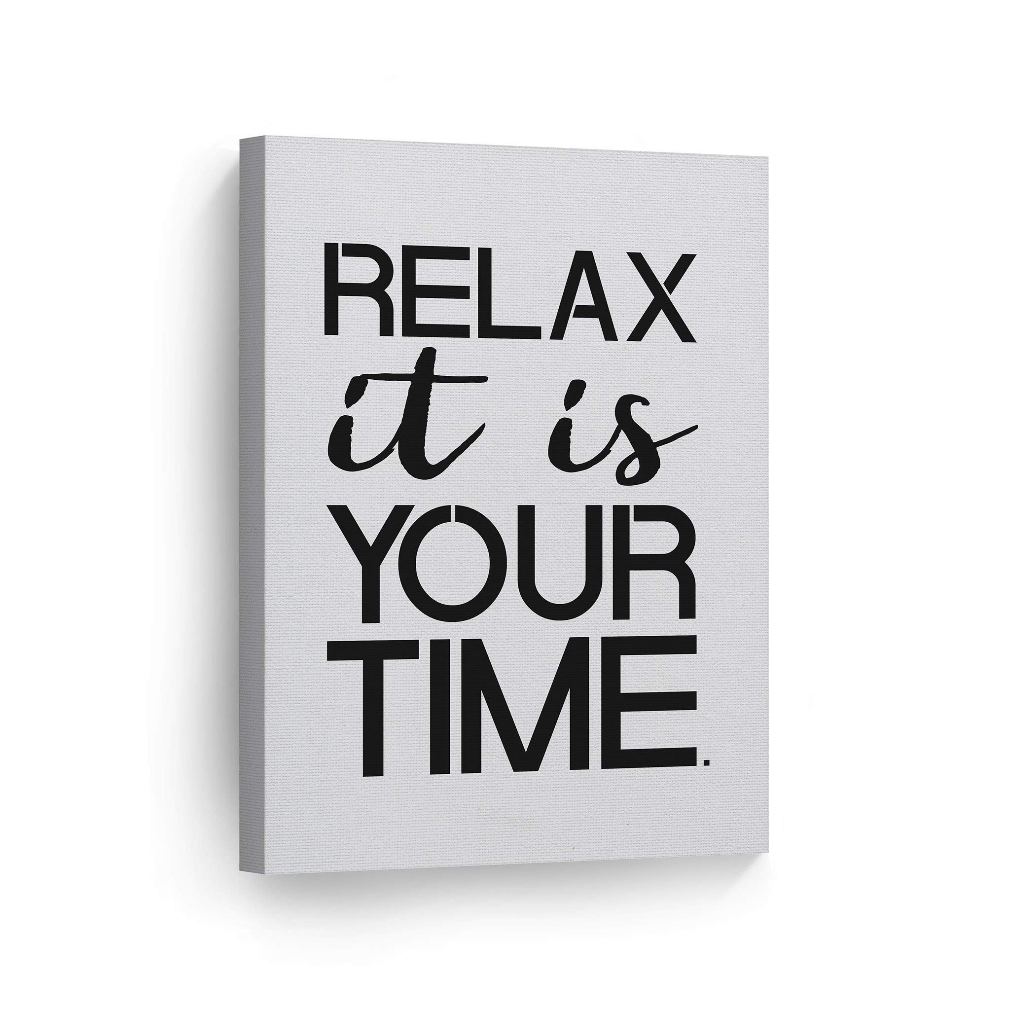 Funny Bathroom Wall Art - 'Relax It's Your Time' Canvas Print - 40x30 Inch Ready to Hang Bathroom Decor - Made in USA - Perfect for Powder Room, Guest Bathroom & Home Decoration