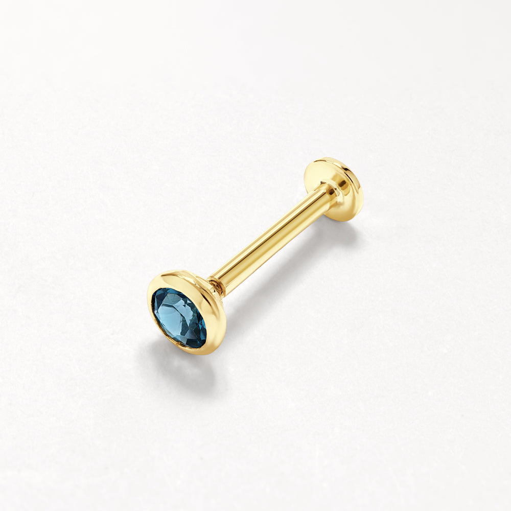 10K Gold Blue Topaz Bezel Helix Single Stud Earrings - Perfect for Daily Wear, Parties & Gifts