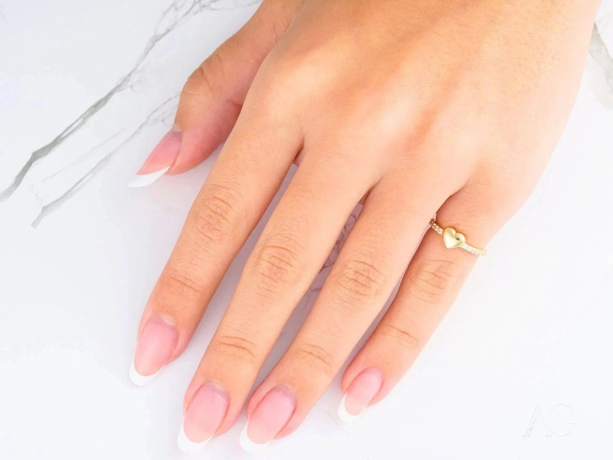 18K Yellow Gold CZ Heart Ring for Women - Elegant & Romantic Jewelry Gift for Valentine's Day, Anniversary, or Proposal
