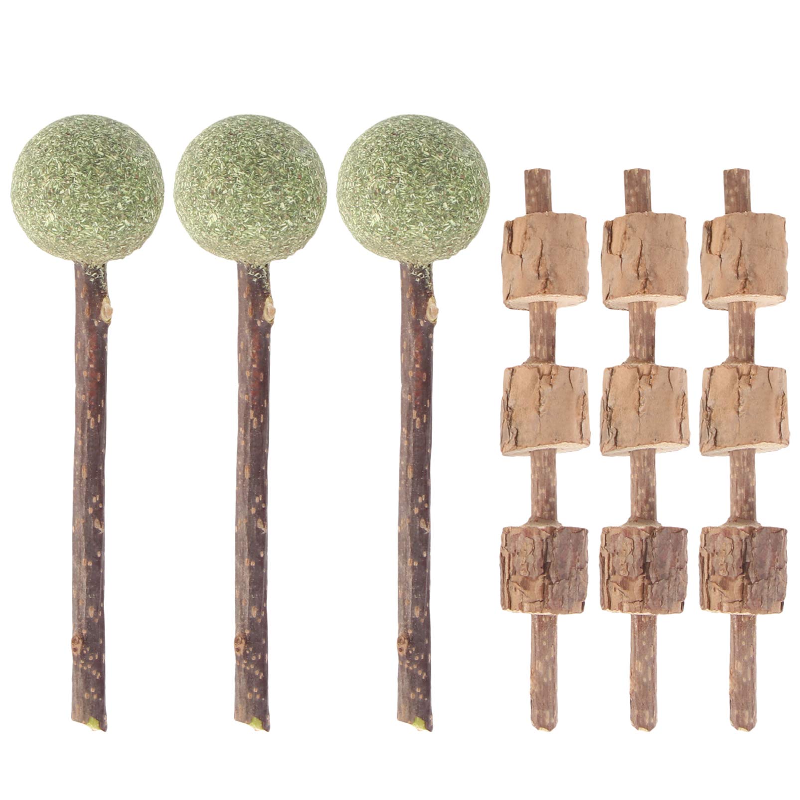 POPETPOP 6pcs Kitten & Puppy Chew Toys - Natural Wood Cat & Dog Toys for Aggressive Chewers, Teeth Cleaning & Bite Resistance - Great for Dental Health & Playtime at Home