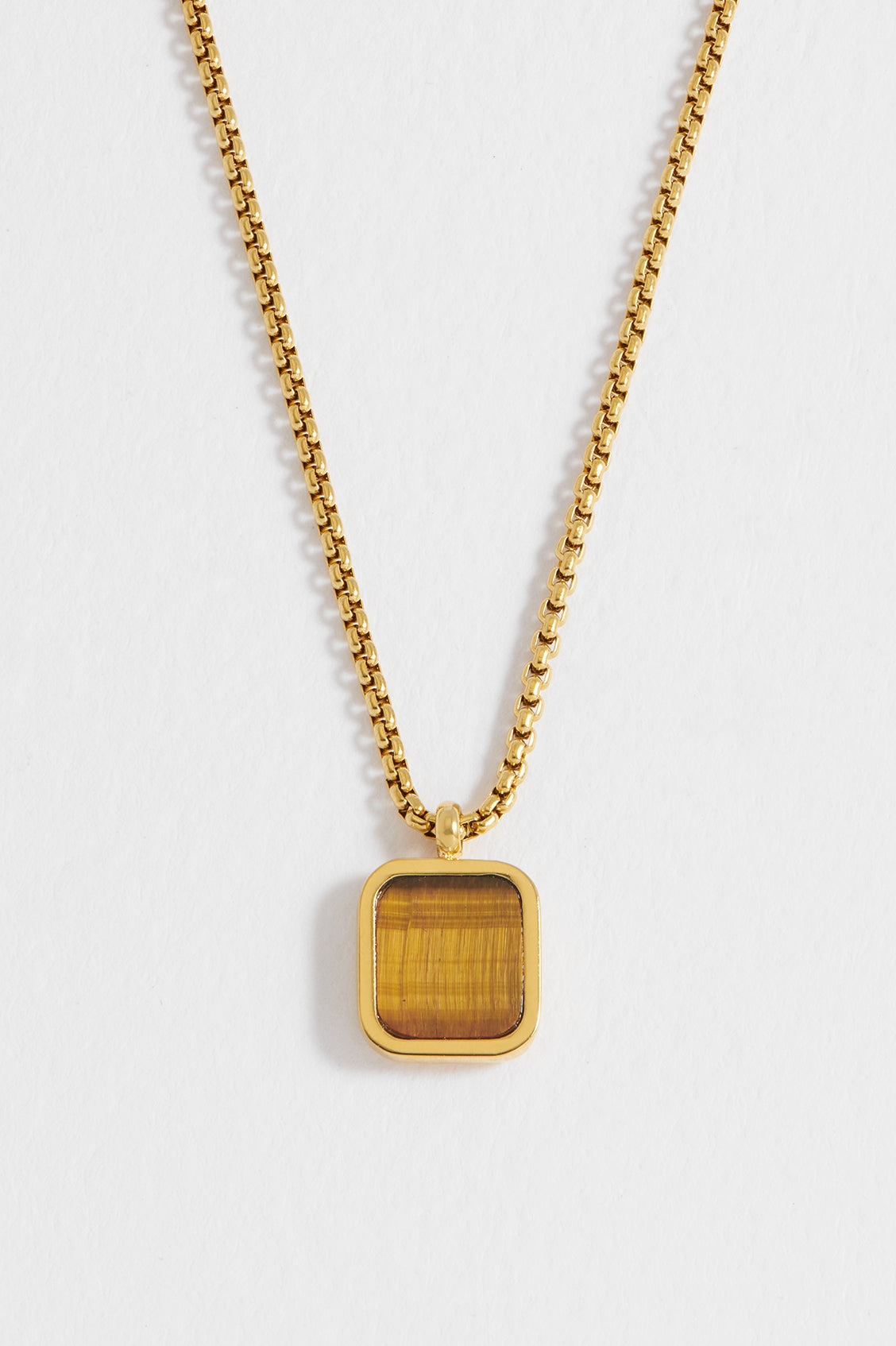Men's Square Gemstone Pendant Necklace - Sterling Silver or Gold Plated - Perfect for Gifts, Weddings & Everyday Wear