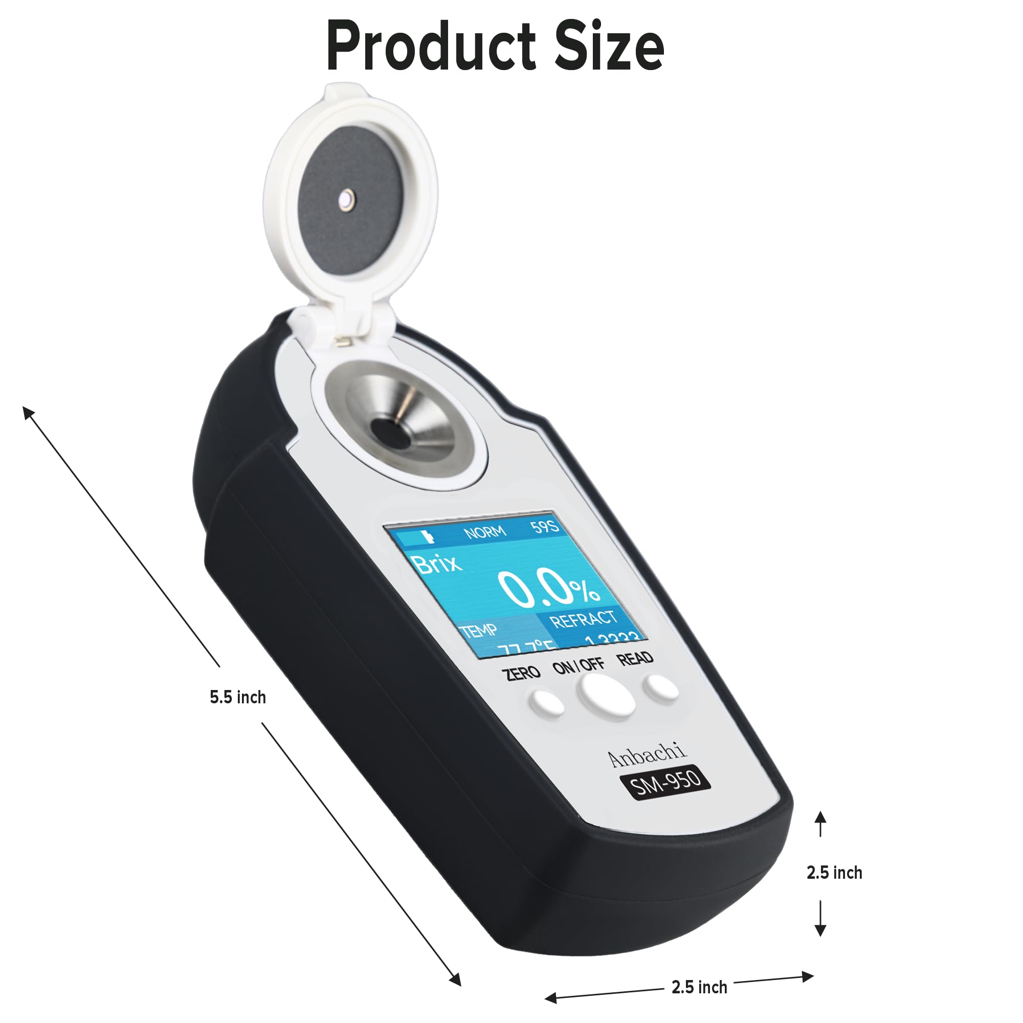 Digital Refractometer 0-95% Brix Tester - High Accuracy Sugar Content Meter for Beverages, Kombucha, Fruit Juice, Honey & Maple Syrup | Portable Refractive Index Analyzer | Perfect for Home Brewing, Winemaking & Food Processing