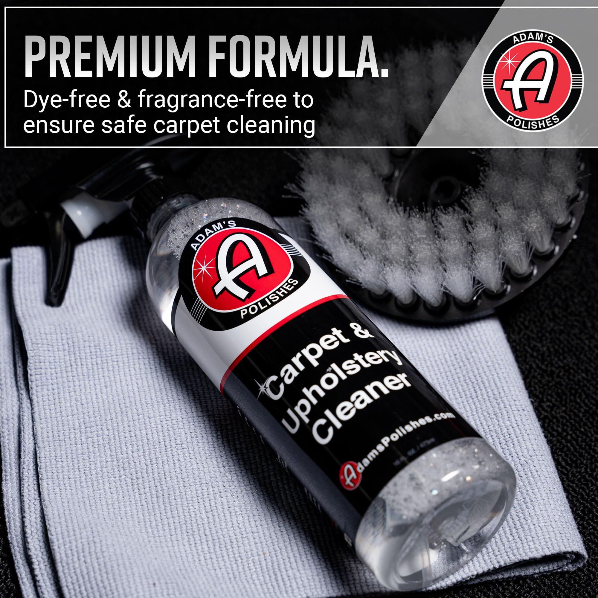 Adam's Polishes Carpet & Upholstery Cleaner - Powerful Auto Detailing Spray for Car Seats, Floor Mats & Fabric | Professional Stain Remover for Cloth, Upholstery & Car Interiors | Perfect for Deep Cleaning, Odor Removal & Car Maintenance