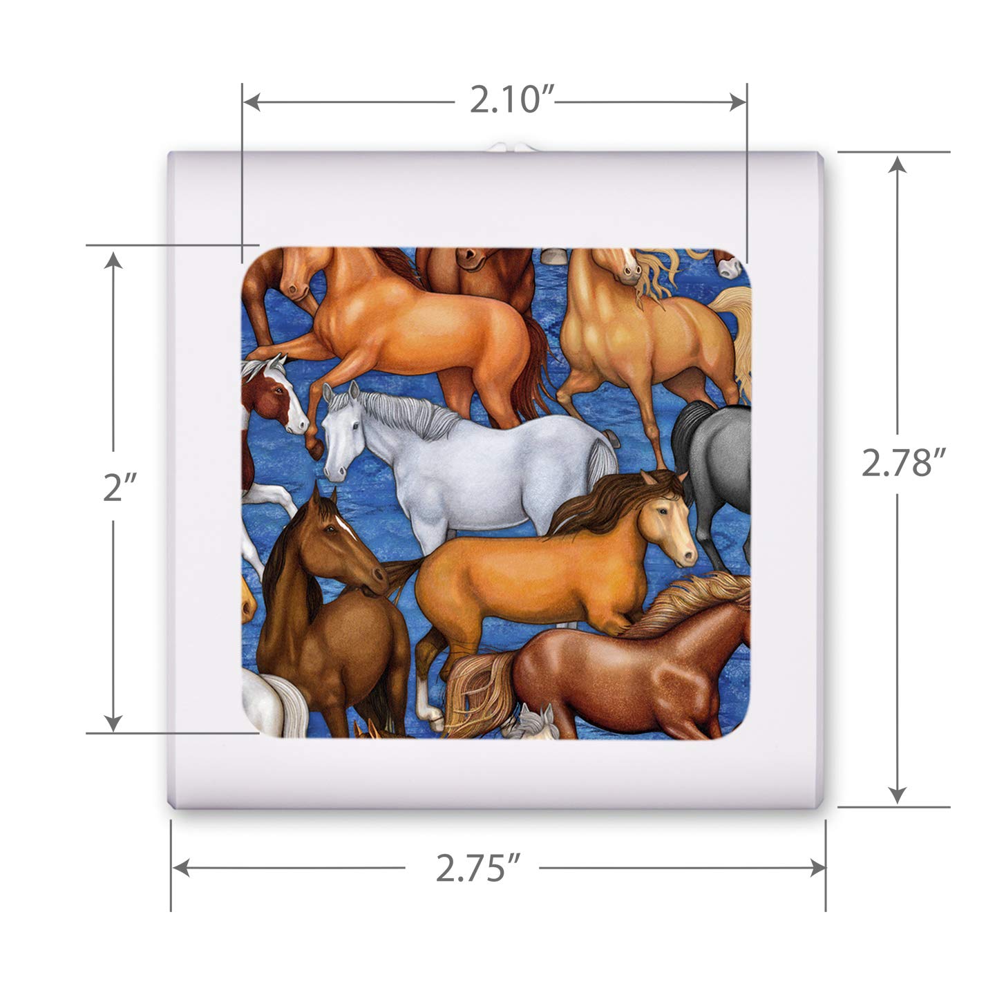 Dimmable LED Night Light with Auto On/Off Sensor - Adjustable Brightness & Warm White Light for Bathroom, Hallway, Nursery & Bedroom - Horse Design by Dan Morris - Perfect for Nighttime Safety & Comfort