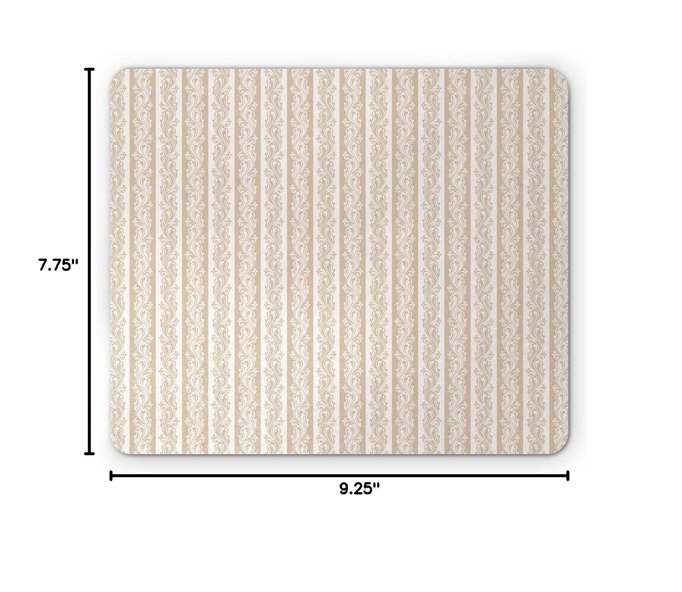 Ambesonne Ivory Mouse Pad with Victorian Swirls & Baroque Striped Pattern - Non-Slip Rubber Mousepad for Office & Gaming - Standard Size Cream Tan Computer Accessory for PC Laptop & Desktop