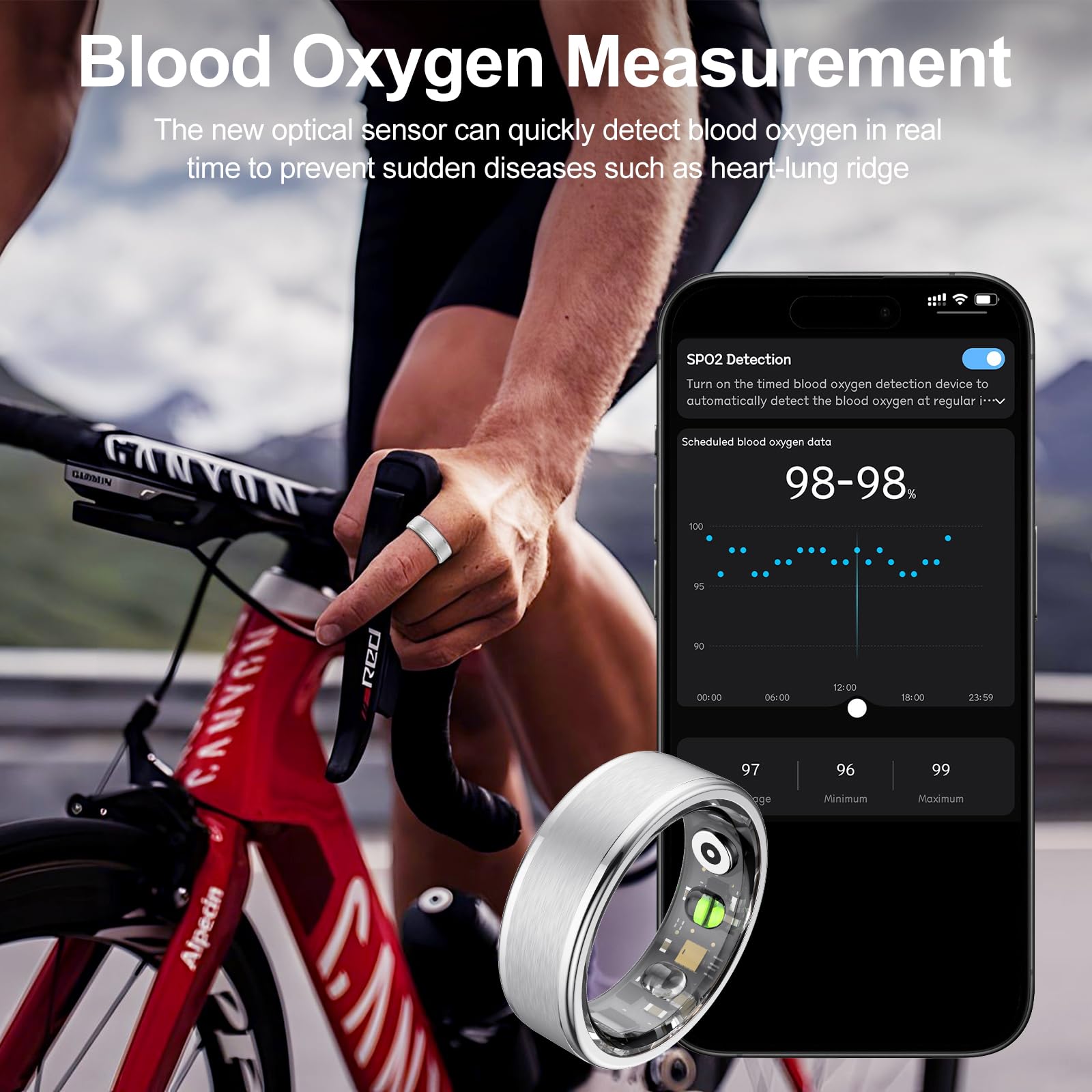 Temdan Upgraded Smart Ring - Wearable Fitness Tracker with Heart Rate, Blood Oxygen & Sleep Monitoring | IP68 Waterproof Health Ring | No Subscription Fees | Customizable Design (Silver, Size 9) for Gym, Running & Daily Activity Tracking