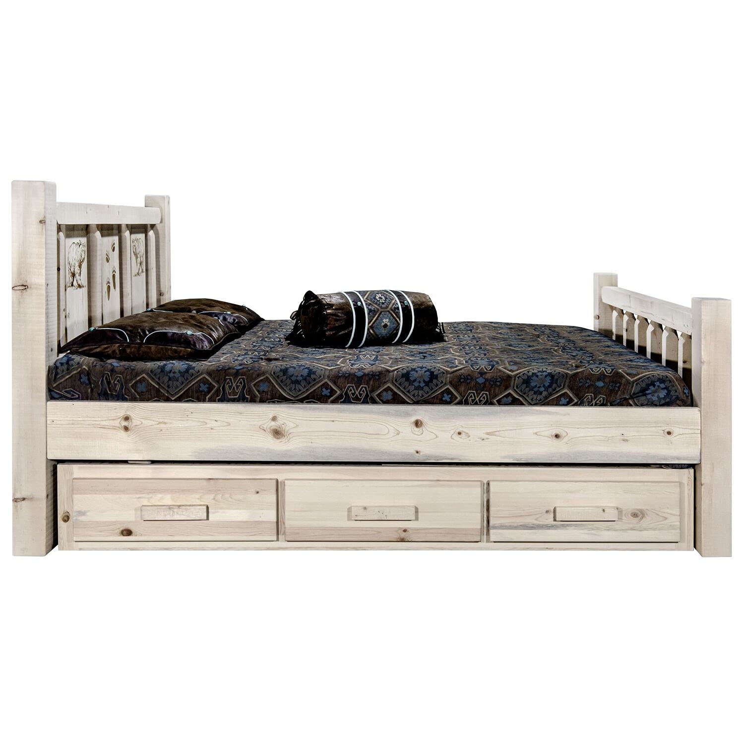 Montana Log Collection Solid Wood Homestead California King Bed Frame - Rustic Bedroom Furniture for Cabin, Lodge & Ranch Style Homes