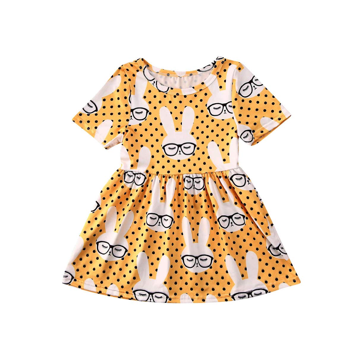 Easter Bunny Printed Toddler Girls Summer Sundress - Casual Baby Girl Outfit for Easter, Spring & Summer Playdates, Parties & Photoshoots